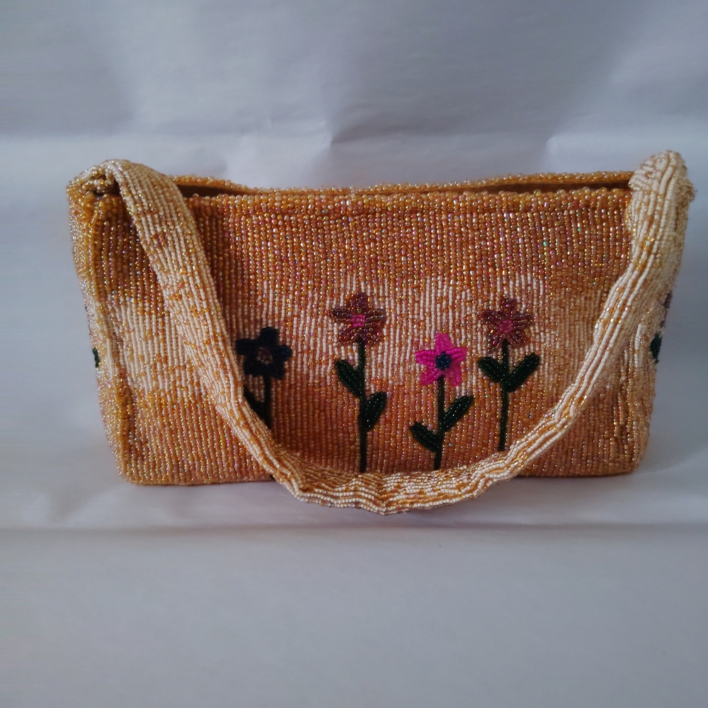 Vanessa Beaded Floral Shoulder Bag - Gold and Multicolor - Picture 14 of 14